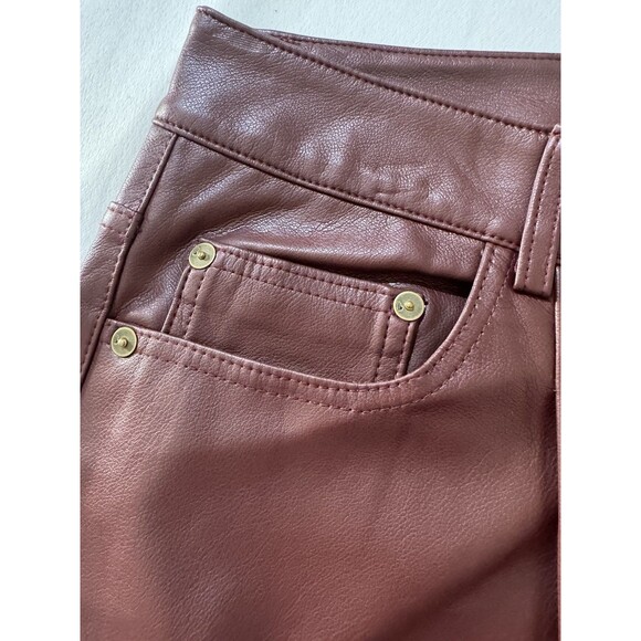 Pilcro/Anthropology Faux Leather Wine The Breaker Casual Pants Cropped 29 New - Picture 5 of 16